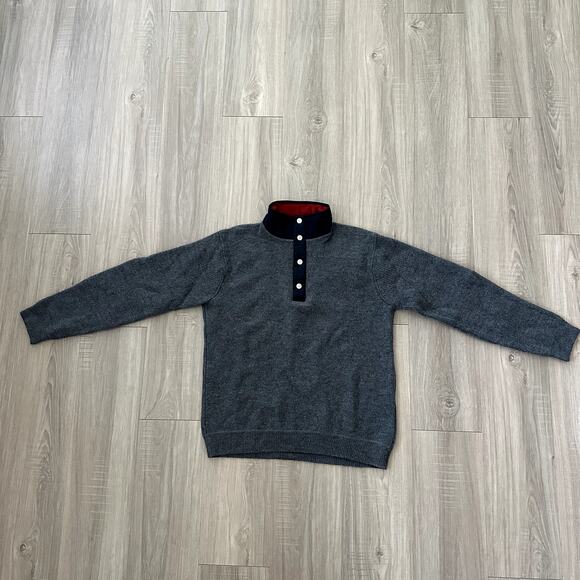 Orvis Dark Gray Wool Pullover with Corduroy Collar Size Medium - Picture 2 of 9